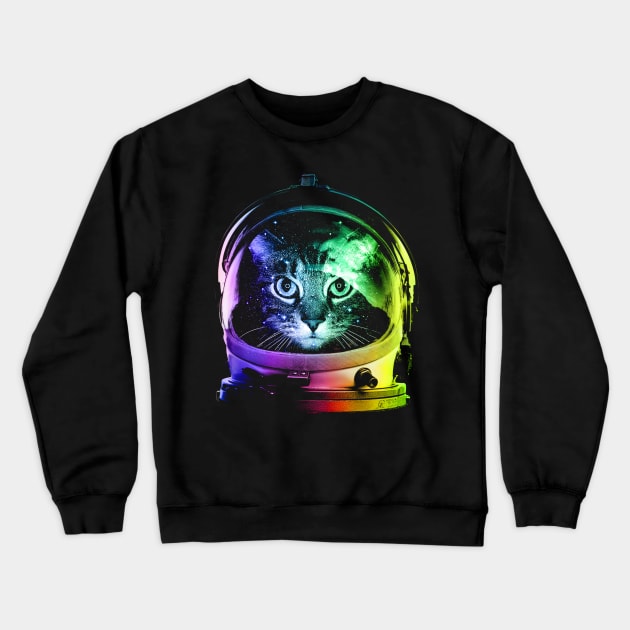 Space cat Crewneck Sweatshirt by clingcling